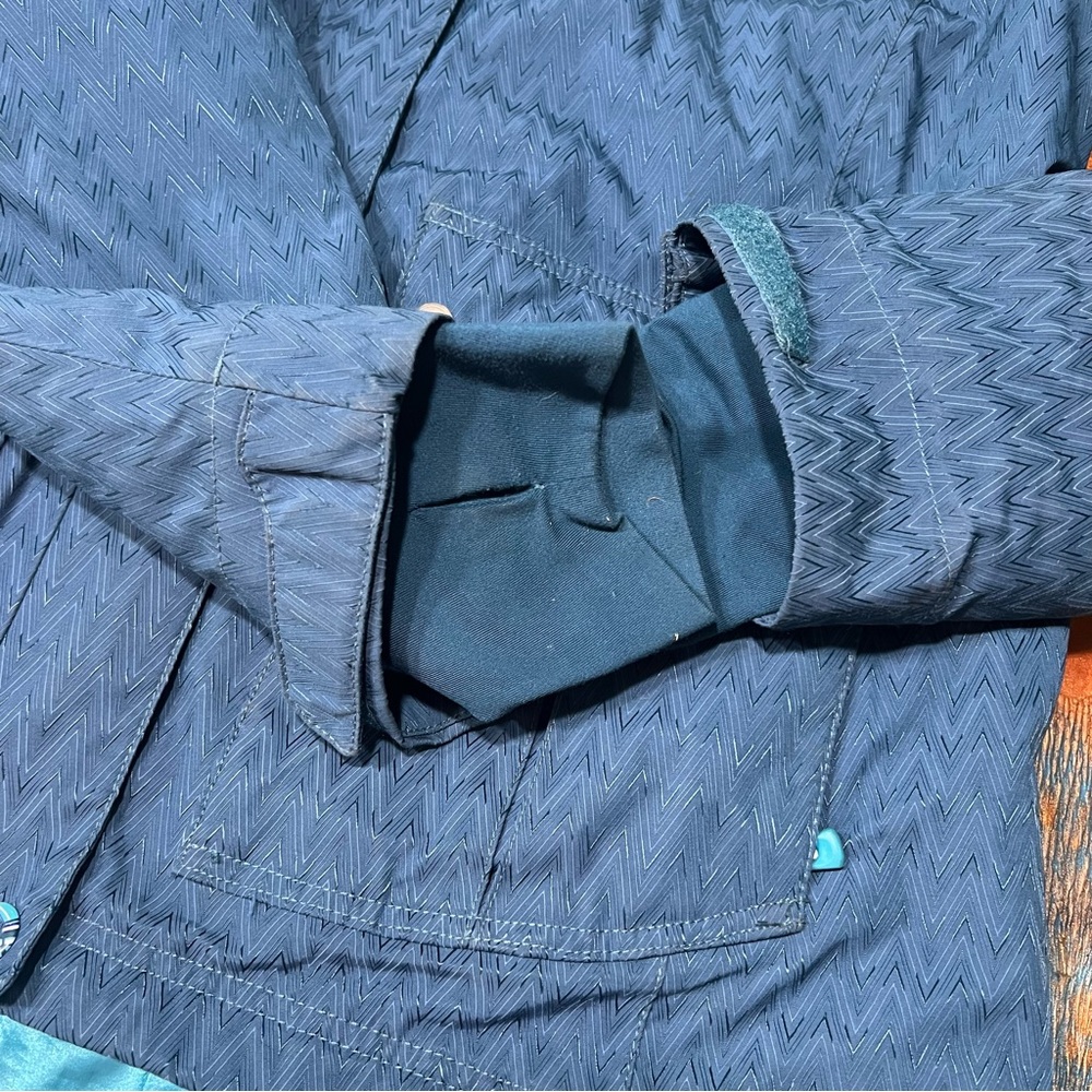 Mountain Hardwear Miss Snow it All Blue hooded winter Ski Jacket DryQ gaiter med - Picture 6 of 16